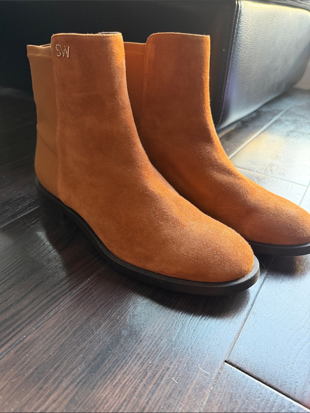 STUART WEITZMAN. Cognac color suede short boots. Size 6.5. Worn once